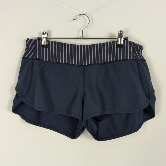 Lululemon Run Speed Short 4-way Stretch Stripe Inkwell Heathered Slate Size 8 - Picture 2 of 7
